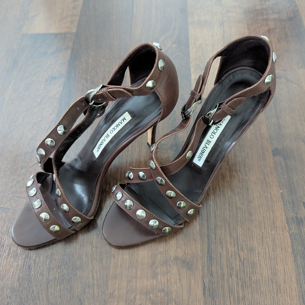 Manolo Blahnik Brown Studded Women's Heels